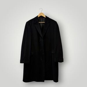 Vintage 100% Cashmere Sz 42R Large Overcoat Mens Black Made in Austria